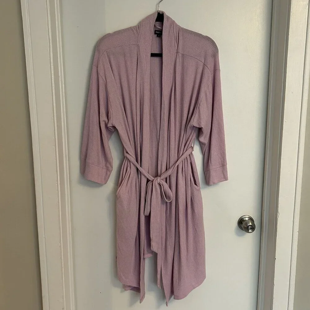 GAP GapBody XL Long Sleeve Ribbed Belted Robe Pink G1126XRDMA Loungewear - Picture 2 of 10